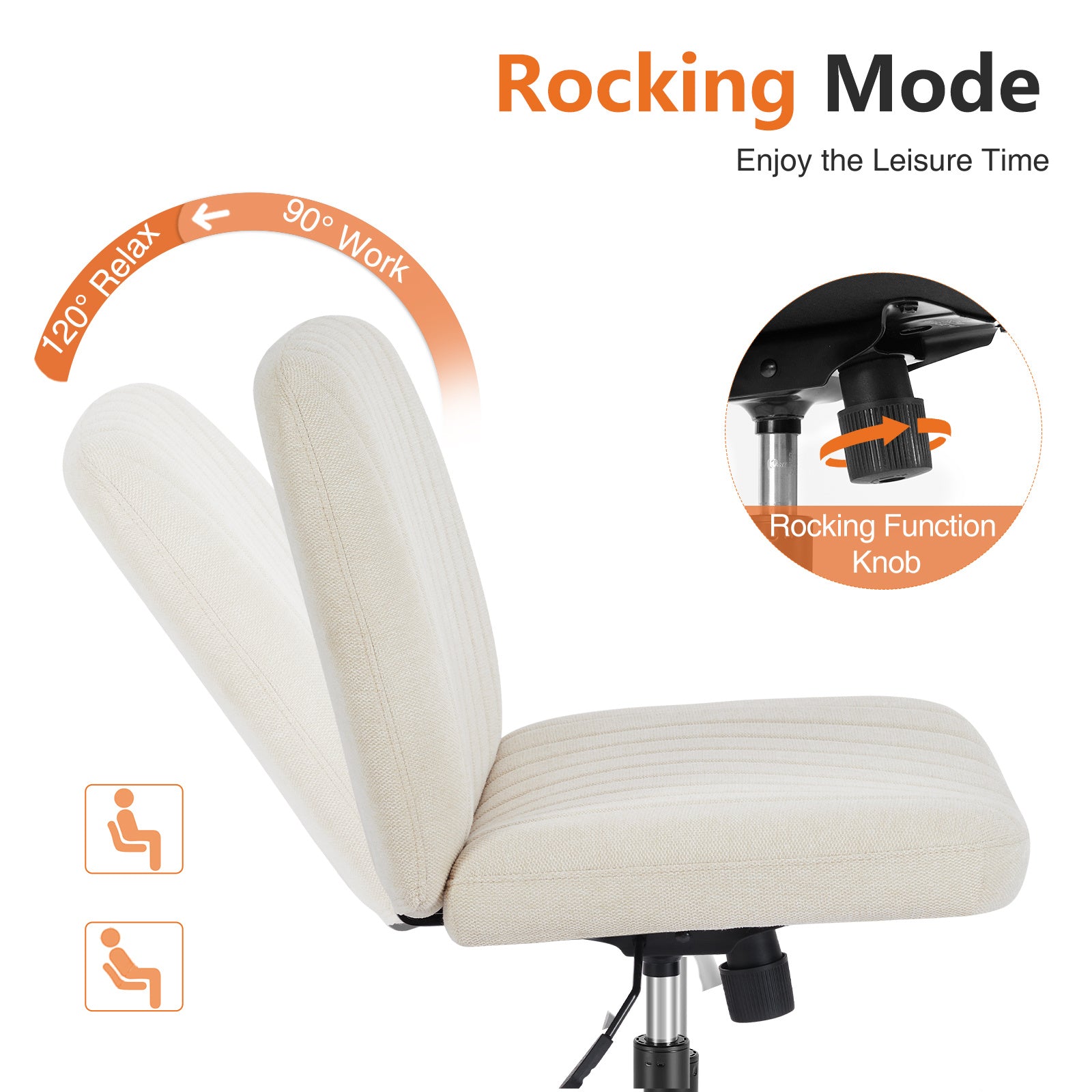 OLIXIS Criss Cross Chair Legged, Fabric Armless Office Desk Chair with Wheels