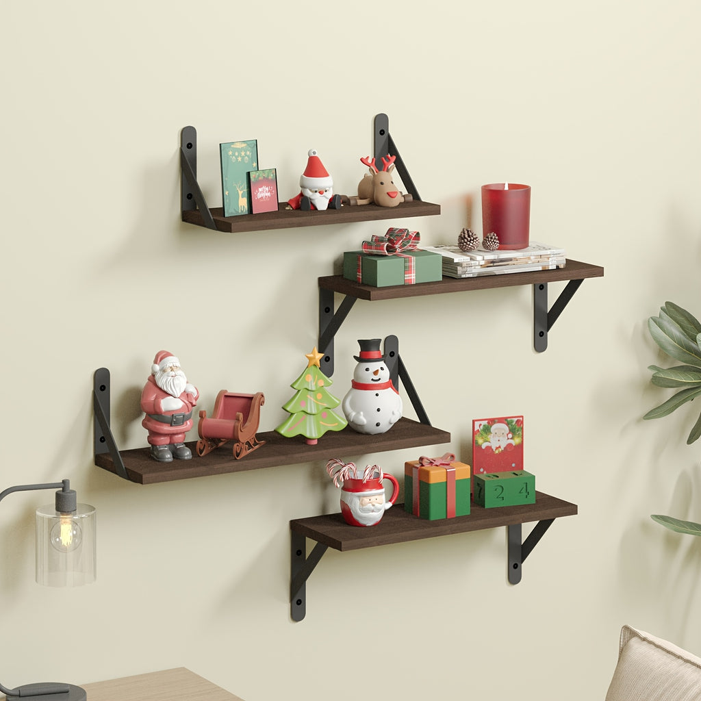 Wall-Mounted Floating Shelf - Solid Wood Modern Minimalist Shelf with Hidden Mounting