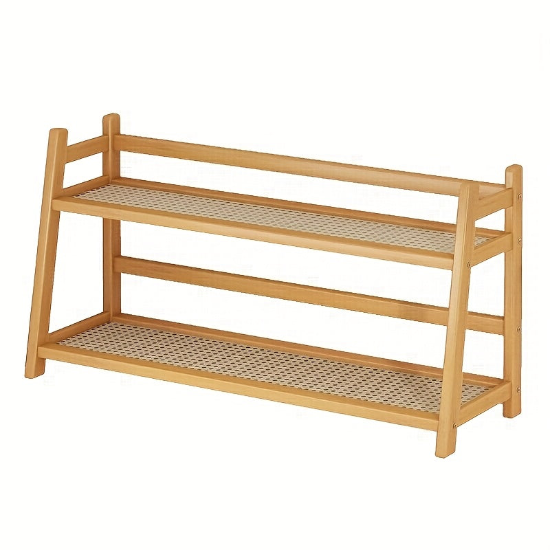 Two-Tier Wooden Storage Rack | Trapezoidal Desktop Organizer, Multipurpose Countertop Shelf for Kitchen