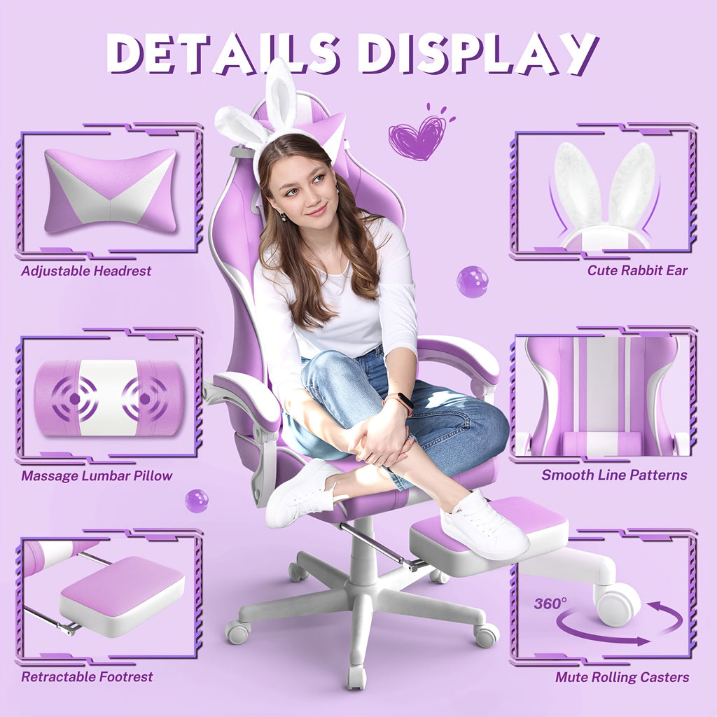 Beczeeb Ergonomic Gaming Chair with Footrest & Massage Suitable for Adults