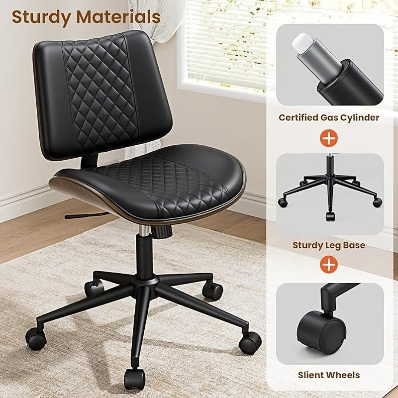Office Chair Ergonomic Armless Office Chair with Swivel, Adjustable Height & Lumbar Support