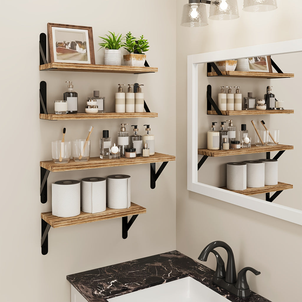 Wall-Mounted Floating Shelf - Solid Wood Modern Minimalist Shelf with Hidden Mounting