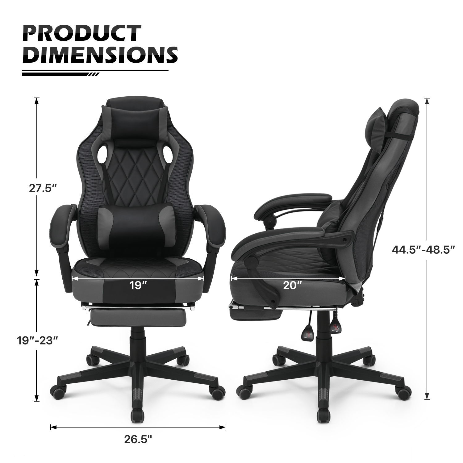 Ergonomic Gaming Chair with Retractable Footrest & Detachable Lumbar Support 360