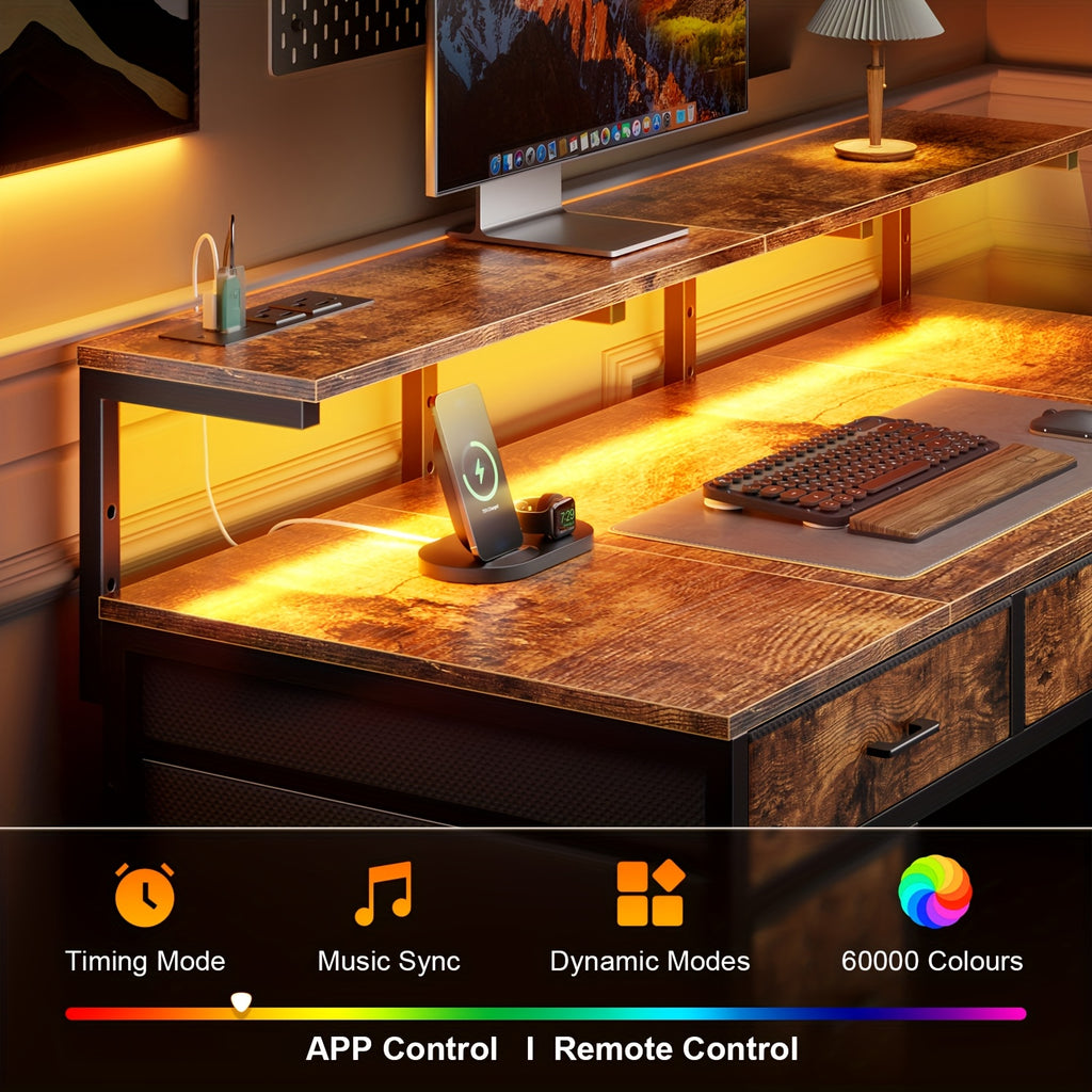 47-inch Modern Computer Desk with 8-Drawer Storage, Gaming Desk w