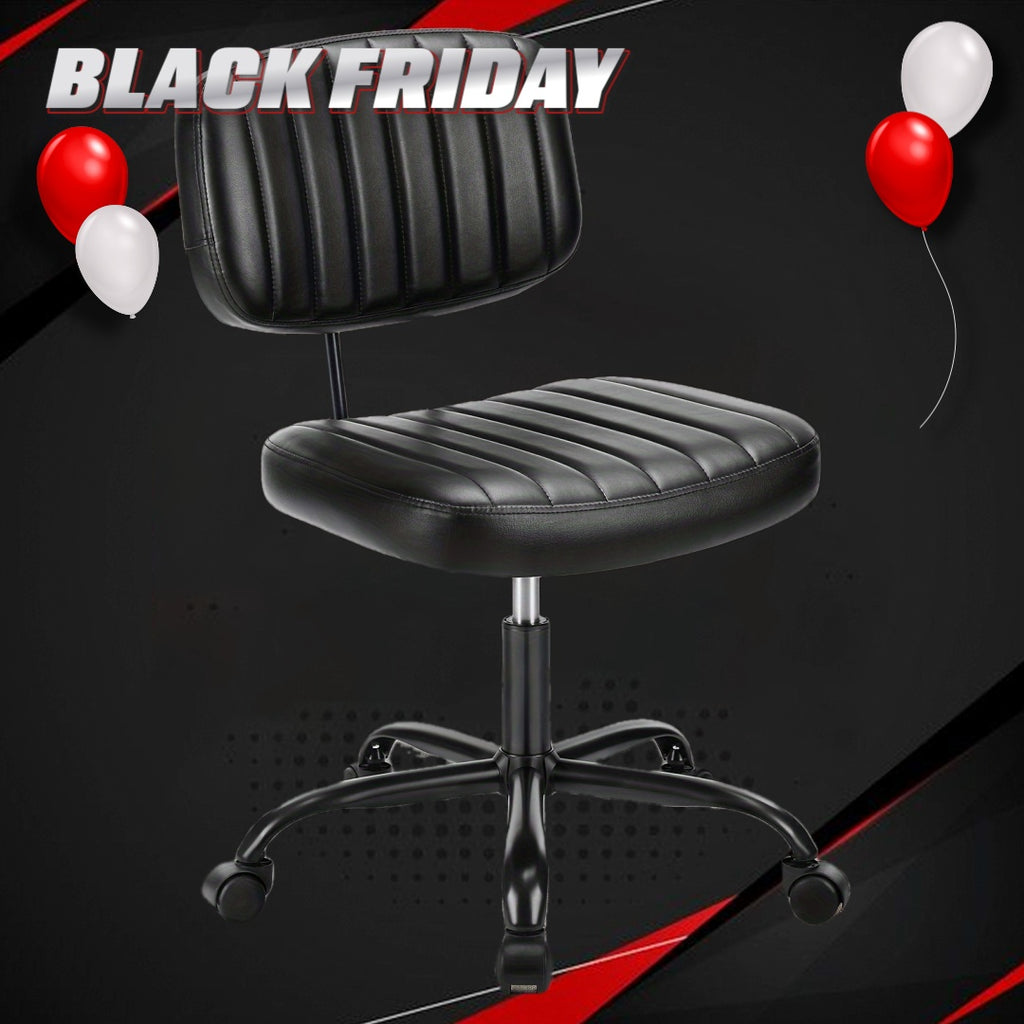 Small Desk Chair Armless, Comfortable Office Chair with Wheels, Rolling Task Chair with Low Back Lumbar Support