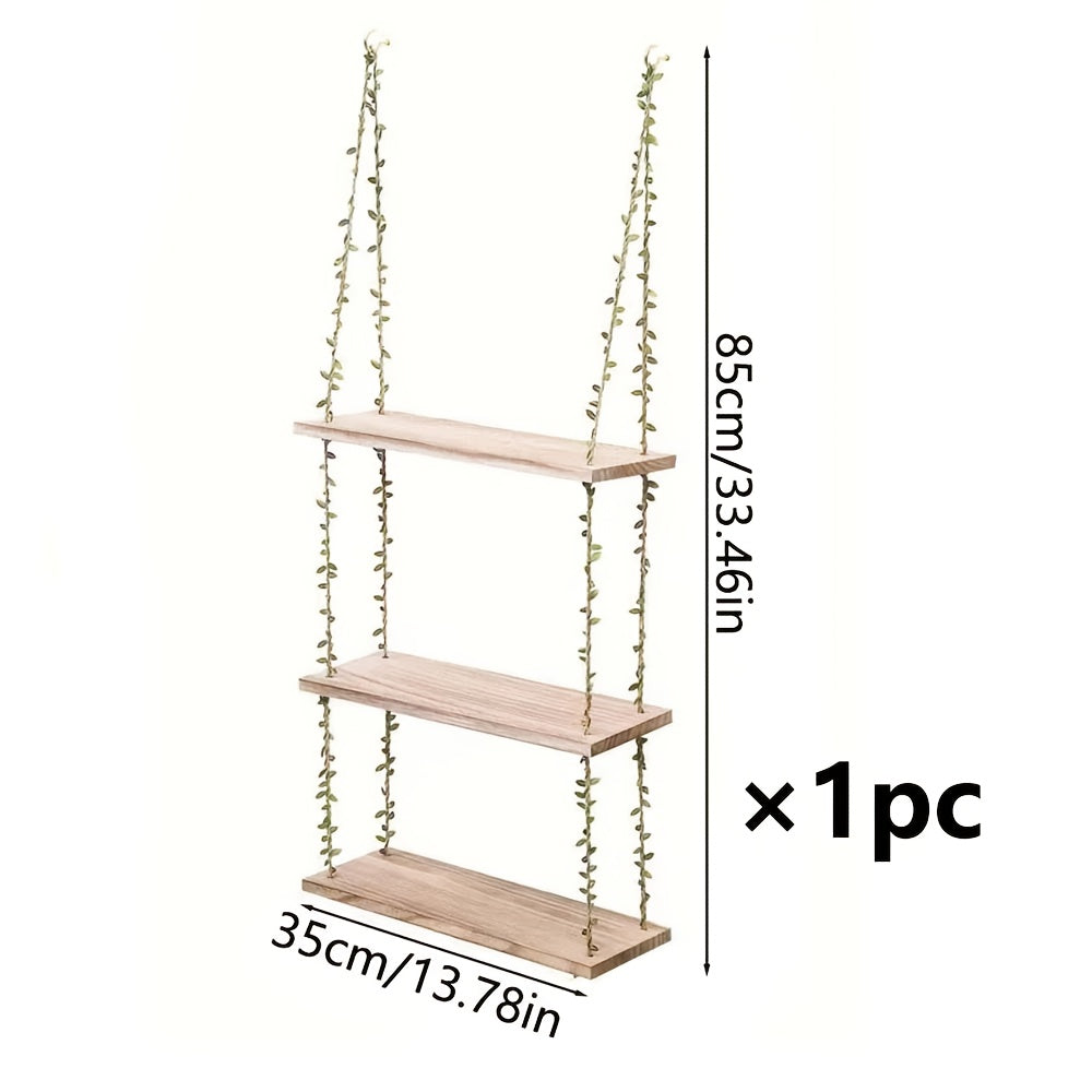 1pc\u002F3pcs Hanging 3 Tier Shelves for Wall with Artificial Ivy Garland