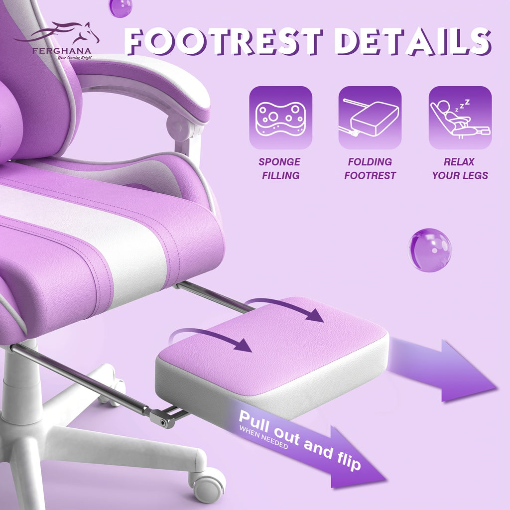 Beczeeb Ergonomic Gaming Chair with Footrest & Massage Suitable for Adults