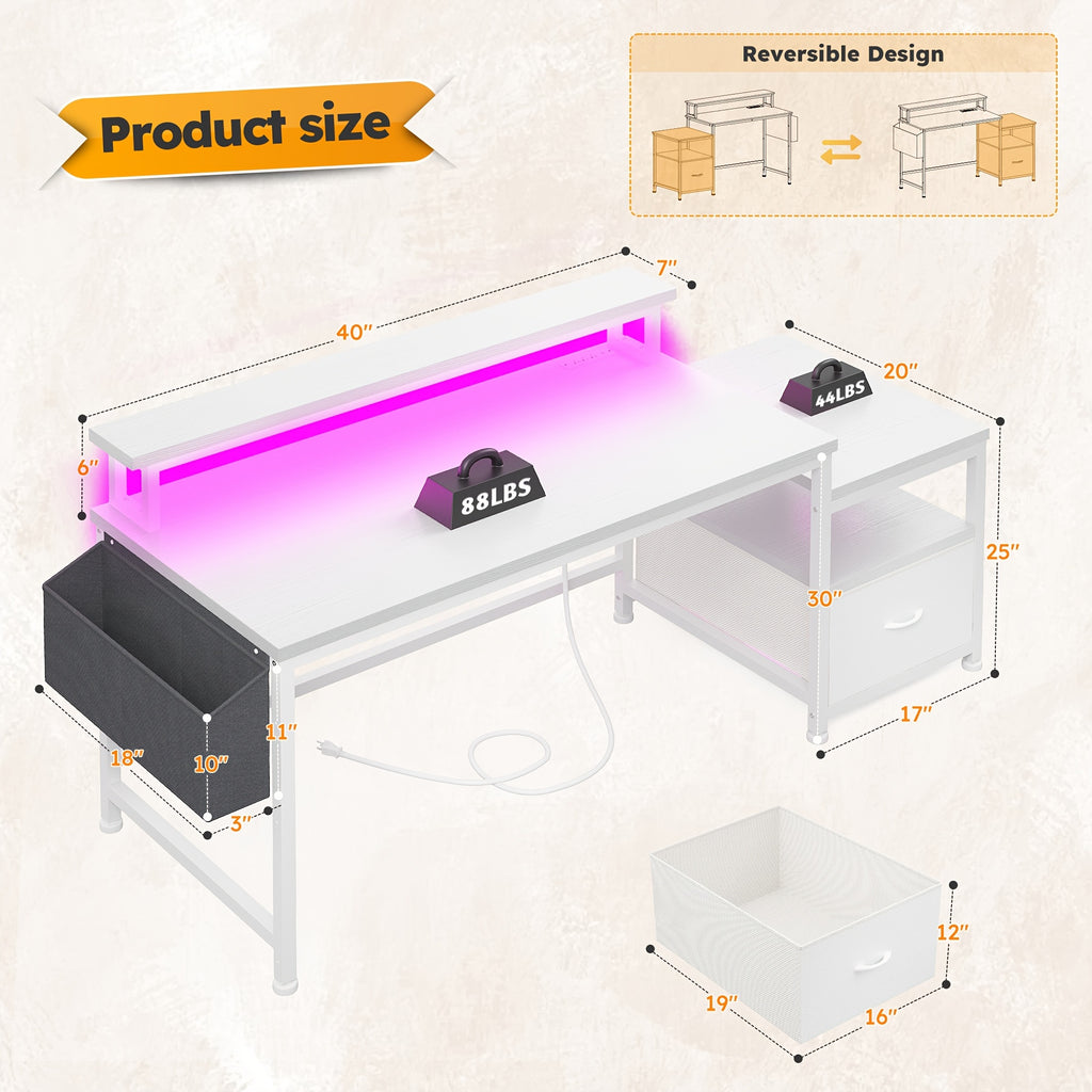 EnHomee 57-inch Computer Desk with Power Outlets & Ports