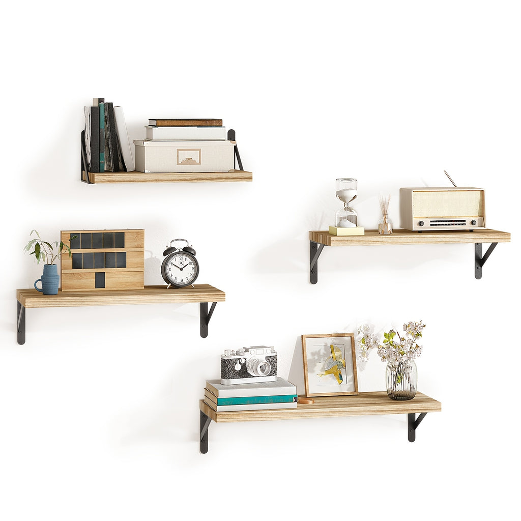 Wall-Mounted Floating Shelf - Solid Wood Modern Minimalist Shelf with Hidden Mounting
