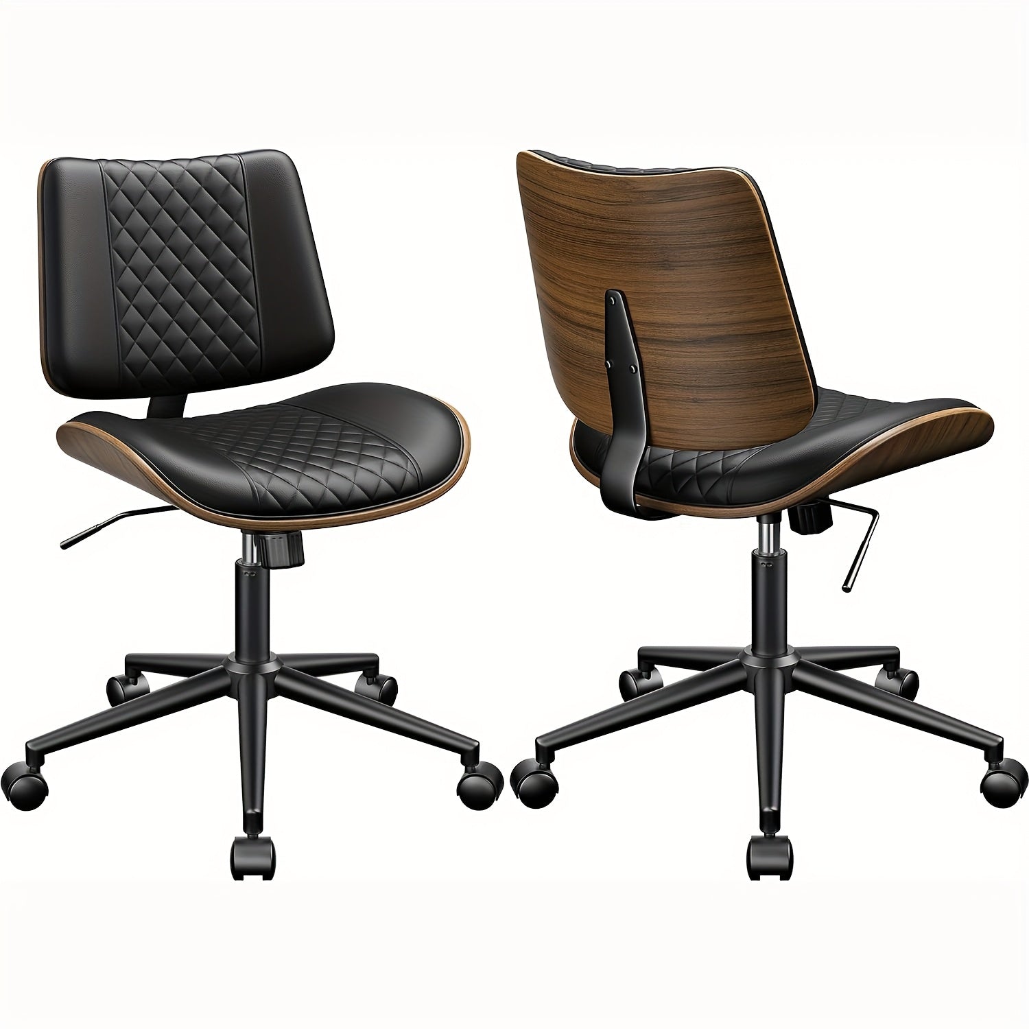 Office Chair Ergonomic Armless Office Chair with Swivel, Adjustable Height & Lumbar Support