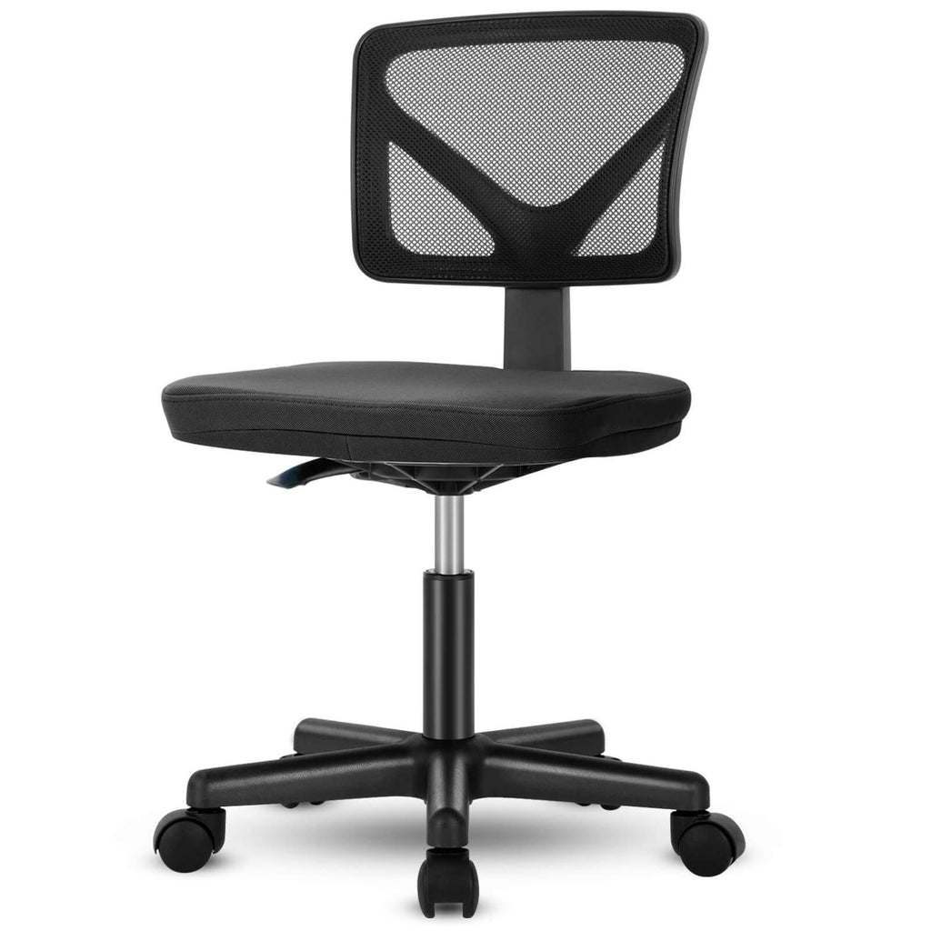 Armless Office Chair, Swivel Rolling Armless Computer Chair with Lumbar Support - Perfect for Home Office