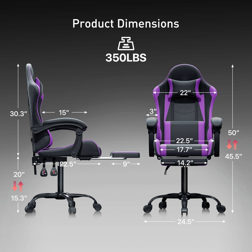 Ergonomic Gaming Chair with Retractable Footrest & Detachable Lumbar Support 360