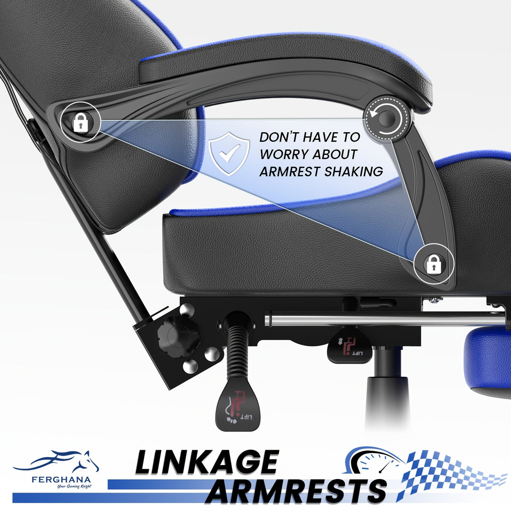 Ergonomic Gaming Chair | Pu Leather, Headrest And Lumbar Support, Adjustable Backrest