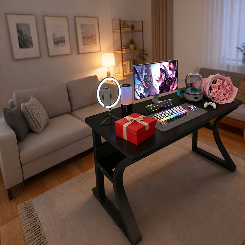 55in-Gaming Computer Desk, Computer Desk with Storage, Home Office Desks & Workstation